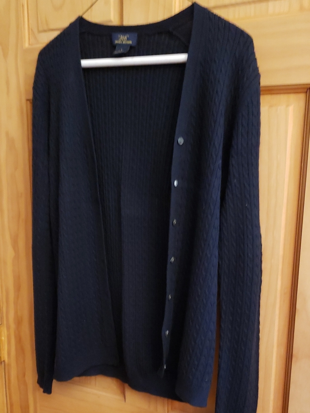 Brooks Brothers Navy Cable-Knit Button Cardigan